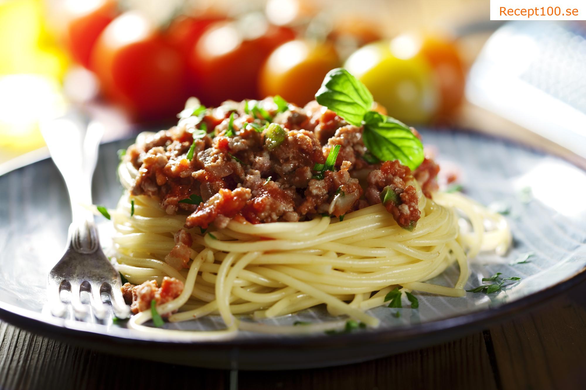 Bolognese spaghetti med köttfärs enligt Petra