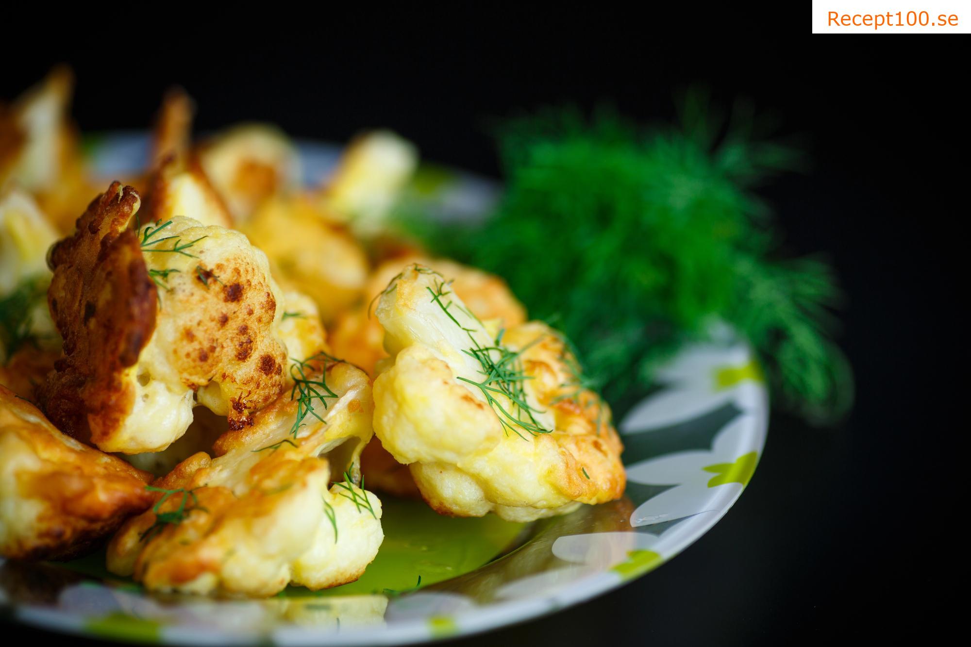 Friterad blomkål i kryddig smetana