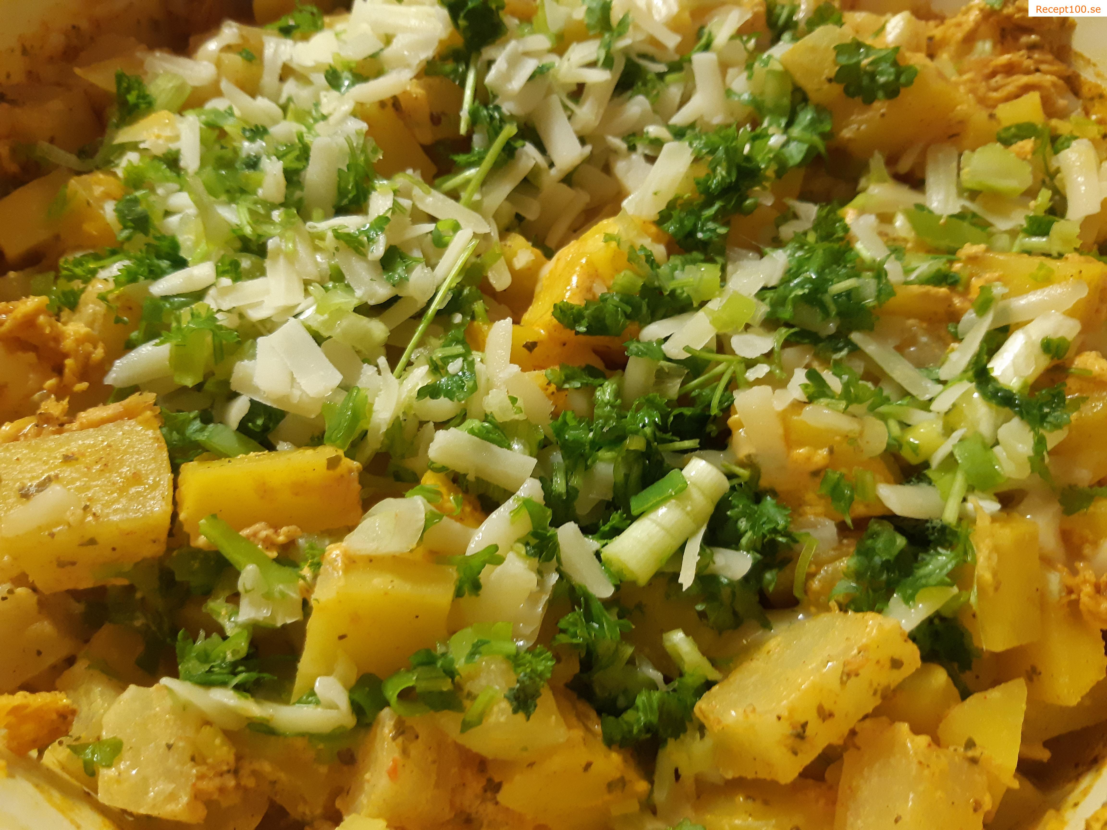 Grillad zucchini med kålrabbi och lök