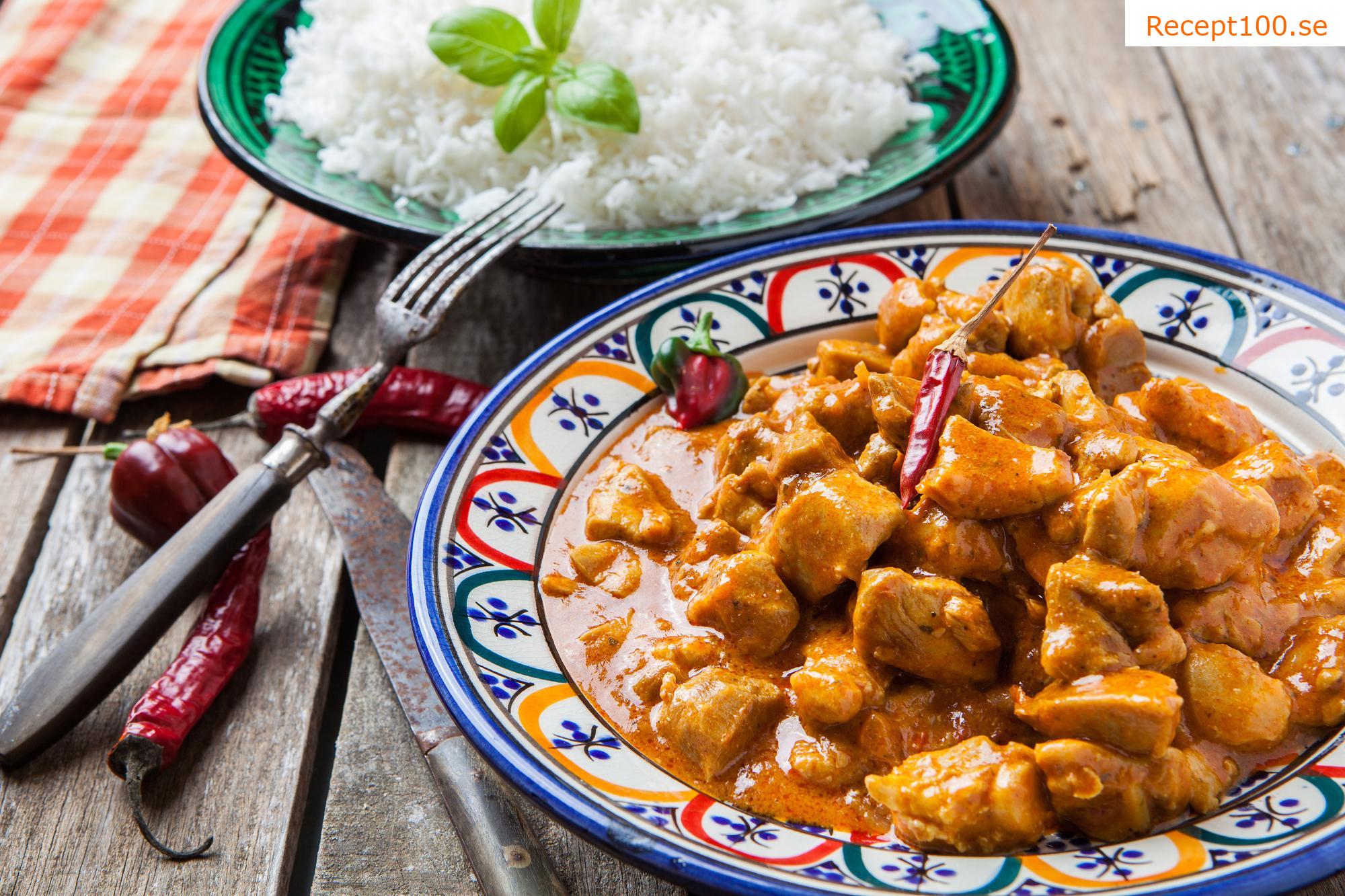 Indisk kyckling på vindaloo sätt / wok