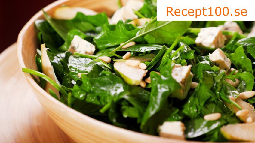 Sallad med färsk spenat och ägg