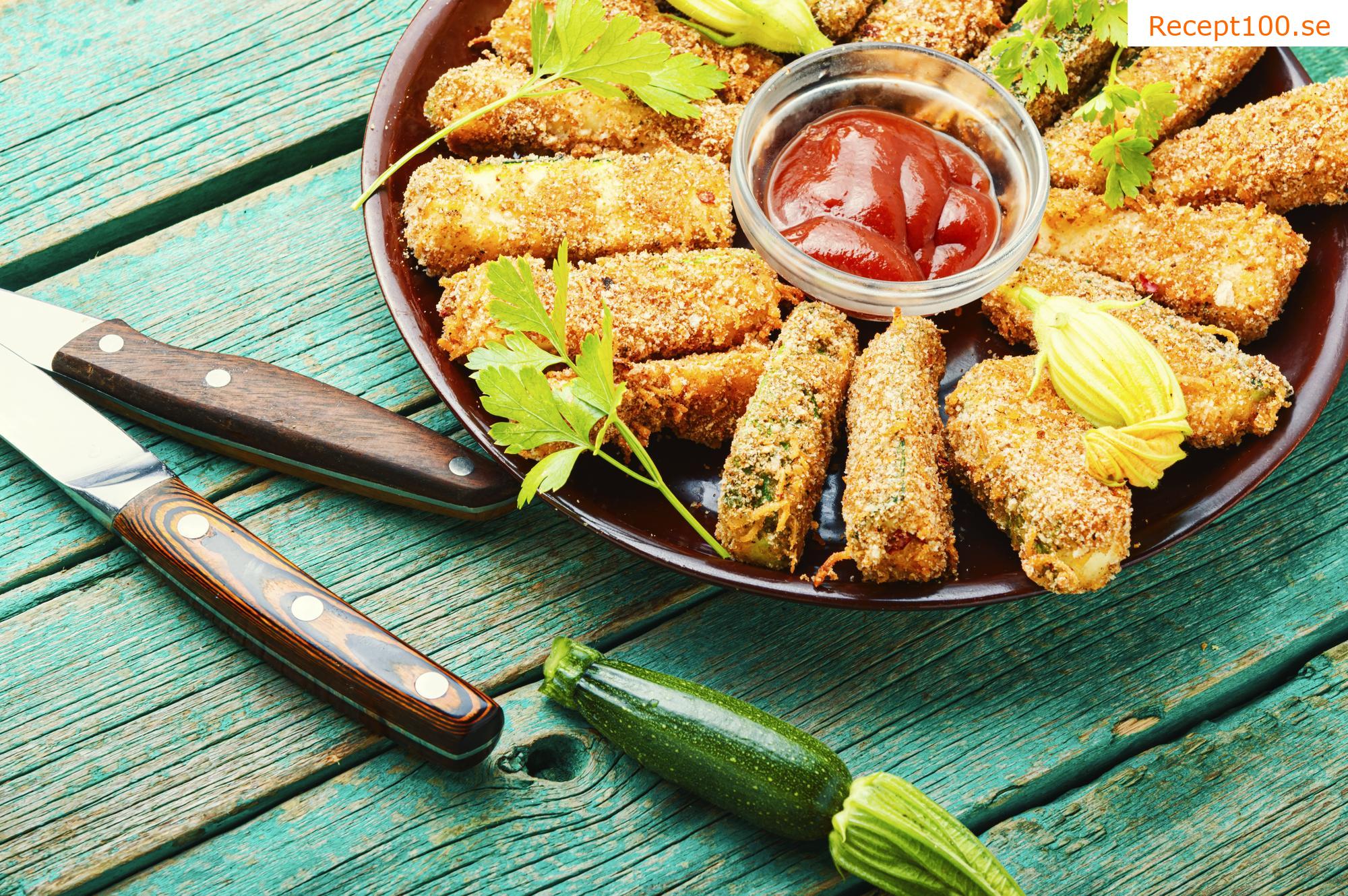Ugnsbakade zucchinisparrisar